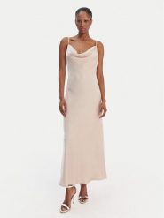 Guess Sukienka wieczorowa W6RK50 WJ732 Beżowy Classic Fit. Brązowe sukienki Guess, xl, z aplikacjami, z syntetyku, wizytowe, bez kołnierzyka, bez ramiączek. Za 659.99 zł.