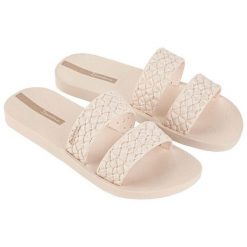 Klapki damskie Ipanema Renda II. Brązowe klapki Ipanema, bez wzorów, z materiału, bez obcasa. Za 79.99 zł.