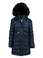 Geographical Norway Płaszcz zimowy "Charade" w kolorze granatowym rozmiar: L. Niebieskie płaszcze Geographical Norway, na zimę, l, bez wzorów, z puchu, bez kaptura. Za 255.34 zł.