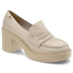 Beżowe Półbuty Blu Wygodne Skórzane Buty Na Obcasie. Brązowe czółenka Blu, z aplikacjami, ze skóry, bez obcasa, na obcasie, bez zapięcia. Za 331.99 zł.