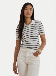LAUREN RALPH LAUREN Polo 200P03506001 Biały Slim Fit. Białe koszulki polo Lauren Ralph Lauren, xl, bez wzorów, z bawełny, bez kołnierzyka, bez ramiączek. Za 819.99 zł.