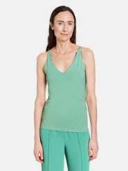 Gerry Weber Top w kolorze zielonym rozmiar: 40. Zielone topy Gerry Weber, bez wzorów, bez kołnierzyka, bez ramiączek. Za 48.39 zł.