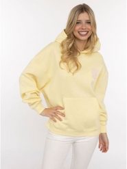 Zwillingsherz Bluza "Positive Energy" w kolorze żółtym rozmiar: S/M. Żółte bluzy Zwillingsherz, m, bez wzorów, z kapturem. Za 183.59 zł.