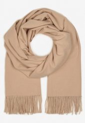 Beżowy Szalik Długi z Frędzlami z Domieszką Wełny Torilisa. Brązowe szaliki Born2be, bez wzorów, z dzianiny, klasyczne. Za 44.99 zł.