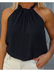 Milan Kiss Bluzka w kolorze czarnym rozmiar: L. Czarne bluzki Milan Kiss, l, bez wzorów, bez kołnierzyka, bez ramiączek. Za 126.99 zł.