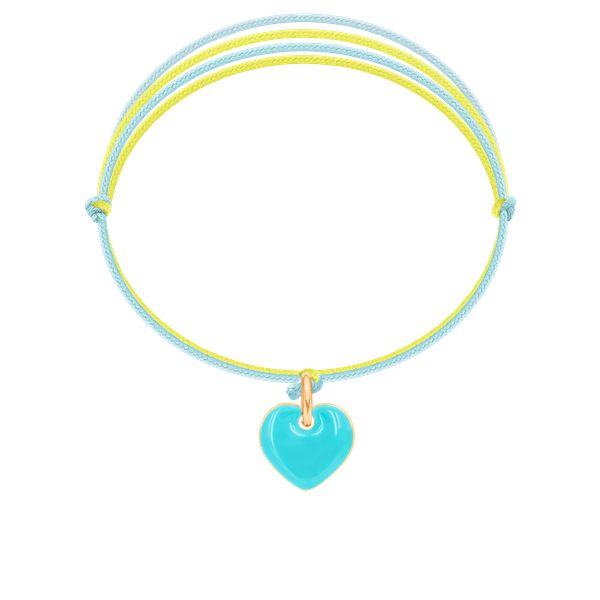 Bransoletka z turkusowym sercem na podwójnym sznurku. Niebieskie bransoletki Lilou, pozłacane. Za 99.00 zł.