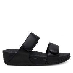 Klapki FitFlop. Czarne klapki FitFlop, bez wzorów, bez obcasa. Za 269.99 zł.