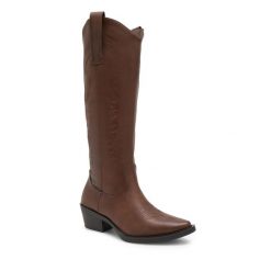 Kozaki Jenny Fairy. Brązowe kozaki Jenny Fairy, bez obcasa, na słupku, bez zapięcia. Za 199.99 zł.