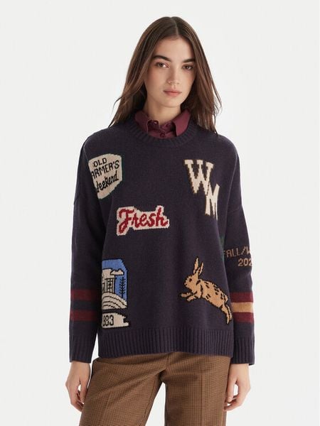 Weekend Max Mara Sweter Pavidi 2525366262 Granatowy Oversize. Niebieskie swetry Weekend Max Mara, s, bez wzorów, z wełny, bez ramiączek. Za 1,239.00 zł.