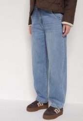 Niebieskie Jeansy z Bawełną w Stylu Balloon Vilinevera. Niebieskie jeansy Born2be, s, bez wzorów. Za 109.99 zł.