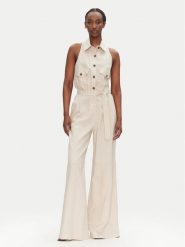 ACCESS FASHION Kombinezon 53-5500-133 Beżowy Regular Fit. Brązowe sukienki ACCESS FASHION, bez wzorów, ze lnu, bez kołnierzyka, bez ramiączek. Za 579.99 zł.