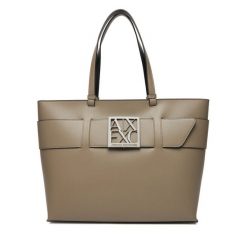 Torebka Armani Exchange. Brązowe shopper Armani Exchange, bez wzorów, bez dodatków. Za 759.99 zł.