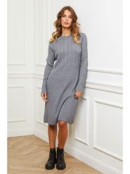 Joséfine Sukienka "Garcy" w kolorze szarym rozmiar: M. Szare sukienki Joséfine, na co dzień, m, bez wzorów, bez kołnierzyka, bez ramiączek, midi, proste. Za 208.99 zł.