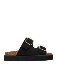 DeeZee Klapki CEO-LB-P2181 Czarny. Czarne klapki DeeZee, bez wzorów, ze skóry, bez obcasa. Za 129.99 zł.