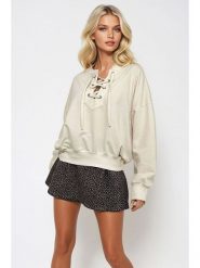 Trendyol Bluza w kolorze beżowym rozmiar: XL. Brązowe bluzy Trendyol, xl, bez wzorów, z bawełny, bez kaptura. Za 57.20 zł.