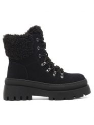 DeeZee Trzewiki QUEENIE WS6151-03 Czarny. Czarne botki DeeZee, bez wzorów, z materiału, bez obcasa, na płaskiej podeszwie, bez zapięcia. Za 107.99 zł.