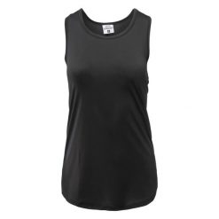 Damski tank top Martes Essentials Amio. Czarne topy MARTES ESSENTIALS, bez wzorów, bez kołnierzyka, bez ramiączek. Za 41.08 zł.