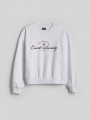 4F Bluza dresowa loose bez kaptura damska - biała S. Białe bluzy 4f, l, bez wzorów, z dresówki, bez kaptura. Za 149.99 zł.