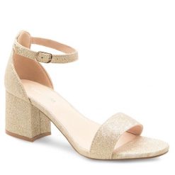 Sandały Jenny Fairy. Żółte sandały Jenny Fairy, bez wzorów, bez obcasa, na słupku, bez zapięcia. Za 159.99 zł.