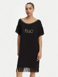 Liu Jo Beachwear Sukienka codzienna VA6031 JS360 Czarny Regular Fit. Czarne sukienki Liu Jo Beachwear, na co dzień, l, bez wzorów, z wiskozy, bez kołnierzyka, bez ramiączek, proste. Za 469.99 zł.