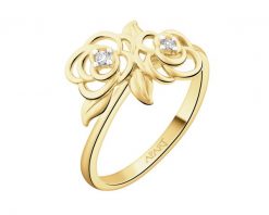Pierścionek z żółtego złota z brylantami - kwiaty - 0,02 ct - próba 375. Żółte pierścionki Apart, z brylantem, złote. Za 1,790.00 zł.