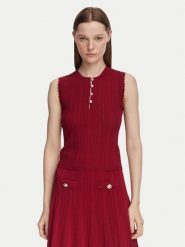 Guess Bluzka W6YR24 Z0970 Bordowy Slim Fit. Czerwone bluzki Guess, s, z aplikacjami, z syntetyku, bez kołnierzyka, bez ramiączek. Za 344.99 zł.