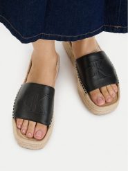 Calvin Klein Klapki Flatf Espa Mule Lth Mg HW0HW03027 Czarny. Czarne klapki Calvin Klein, bez wzorów, ze skóry, bez obcasa. Za 258.99 zł.
