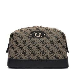 Kosmetyczka Guess. Brązowe kufry i kosmetyczki Guess, z aplikacjami, z materiału, bez dodatków. Za 264.99 zł.