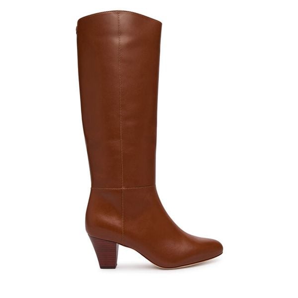 Kozaki LAUREN RALPH LAUREN. Brązowe kozaki Lauren Ralph Lauren, bez obcasa, na słupku, bez zapięcia. Za 1,499.00 zł.
