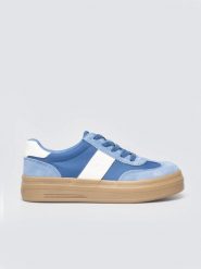 Sneakersy damskie ze skórzanymi wstawkami niebieskie TT274165 401. Niebieskie obuwie sportowe Big Star, z gumy, bez zapięcia. Za 179.99 zł.