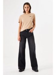 Garcia Dżinsy "Celia" - Wide fit - w kolorze czarnym rozmiar: W27. Czarne jeansy Garcia, z aplikacjami, z podwyższonym stanem. Za 219.60 zł.