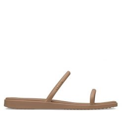 Klapki Crocs. Brązowe klapki Crocs, bez wzorów, bez obcasa. Za 179.99 zł.