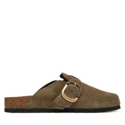 Klapki Tamaris. Brązowe klapki Tamaris, bez wzorów, bez obcasa. Za 269.99 zł.