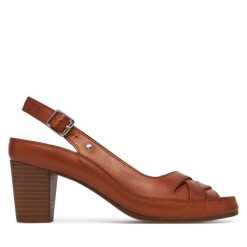 Sandały Pikolinos. Brązowe sandały Pikolinos, bez wzorów, bez obcasa, na słupku, bez zapięcia. Za 499.99 zł.