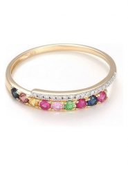 ATELIER DU DIAMANT Złoty pierścionek z diamentami i kamieniami szlachetnymi rozmiar: 54. Żółte pierścionki ATELIER DU DIAMANT, z diamentem, złote. Za 1,130.99 zł.