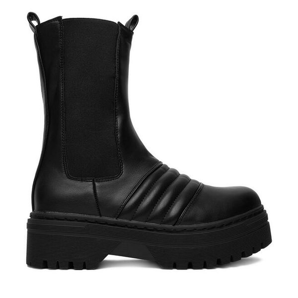 Sztyblety DeeZee. Czarne botki DeeZee, bez wzorów, bez obcasa, na płaskiej podeszwie, bez zapięcia. Za 189.99 zł.