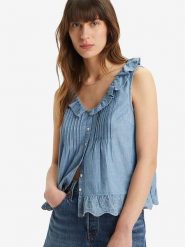 Levi's Bluzka w kolorze błękitnym rozmiar: S. Niebieskie bluzki Levi's®, s, bez wzorów, z bawełny, bez kołnierzyka, bez ramiączek. Za 123.82 zł.