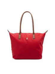 Tommy Hilfiger Torebka Popette Tote AW0AW17711 Czerwony. Czerwone shopper TOMMY HILFIGER, bez wzorów, z materiału, bez dodatków. Za 409.99 zł.