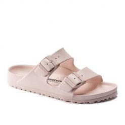 Klapki damskie Birkenstock Arizona Eva. Czerwone klapki Birkenstock, bez wzorów, z materiału, bez obcasa. Za 366.00 zł.