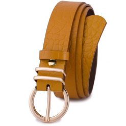 Pasek skórzany BELTIMORE r.95-110 cm E57 musztardowy. Żółte paski bez wzorów. Za 46.19 zł.