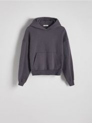Bawełniana bluza z kapturem - ciemnoszary. Szare bluzy Reserved, l, bez wzorów, z bawełny, z kapturem. W wyprzedaży za 89.99 zł.