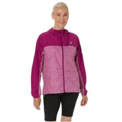 Wiatrówka Damska Fujitrail Packable Windbreaker. Fioletowe kurtki sportowe Asics, bez wzorów, z softshellu, bez kaptura, trekkingowe. Za 597.99 zł.