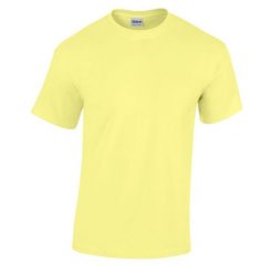 Ciężka Bawełniana Koszulka Unisex Dla Dorosłych. Żółte bluzki GILDAN, xl, bez wzorów, z bawełny, sportowe, bez kołnierzyka, bez ramiączek. Za 30.99 zł.