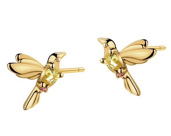 Kolczyki srebrne z cyrkoniami - kolibry. Szare kolczyki Apart, z cyrkonią, pozłacane. Za 139.00 zł.