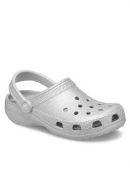 Crocs Klapki Classic Glitter Clog 205942 Srebrny. Szare klapki Crocs, bez wzorów, z tworzywa sztucznego, bez obcasa. Za 249.99 zł.