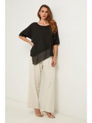 Fleur de Lin Bluzka w kolorze czarnym rozmiar: XXL. Czarne bluzki Fleur de Lin, xxl, bez wzorów, ze lnu, z asymetrycznym kołnierzem, bez ramiączek. Za 184.95 zł.