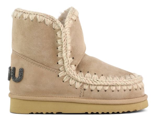 MOU ESKIMO 18 GLITTER LOGO Śniegowce damskie. Brązowe trapery i śniegowce Mou, z materiału. Za 799.99 zł.