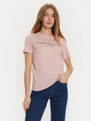Tommy Hilfiger T-Shirt WW0WW40276 Różowy Regular Fit. Czerwone t-shirty TOMMY HILFIGER, m, bez wzorów, z bawełny, bez kołnierzyka, bez ramiączek. Za 179.99 zł.