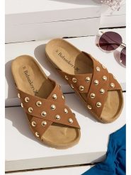 BABUNKERS Family Skórzane klapki w kolorze brązowym rozmiar: 39. Brązowe klapki BABUNKERS Family, bez wzorów, z otwartym noskiem, bez obcasa. Za 173.99 zł.