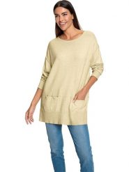 Heine Sweter w kolorze beżowym rozmiar: 48/50. Brązowe swetry Heine, bez wzorów, ze splotem, bez ramiączek. Za 74.95 zł.